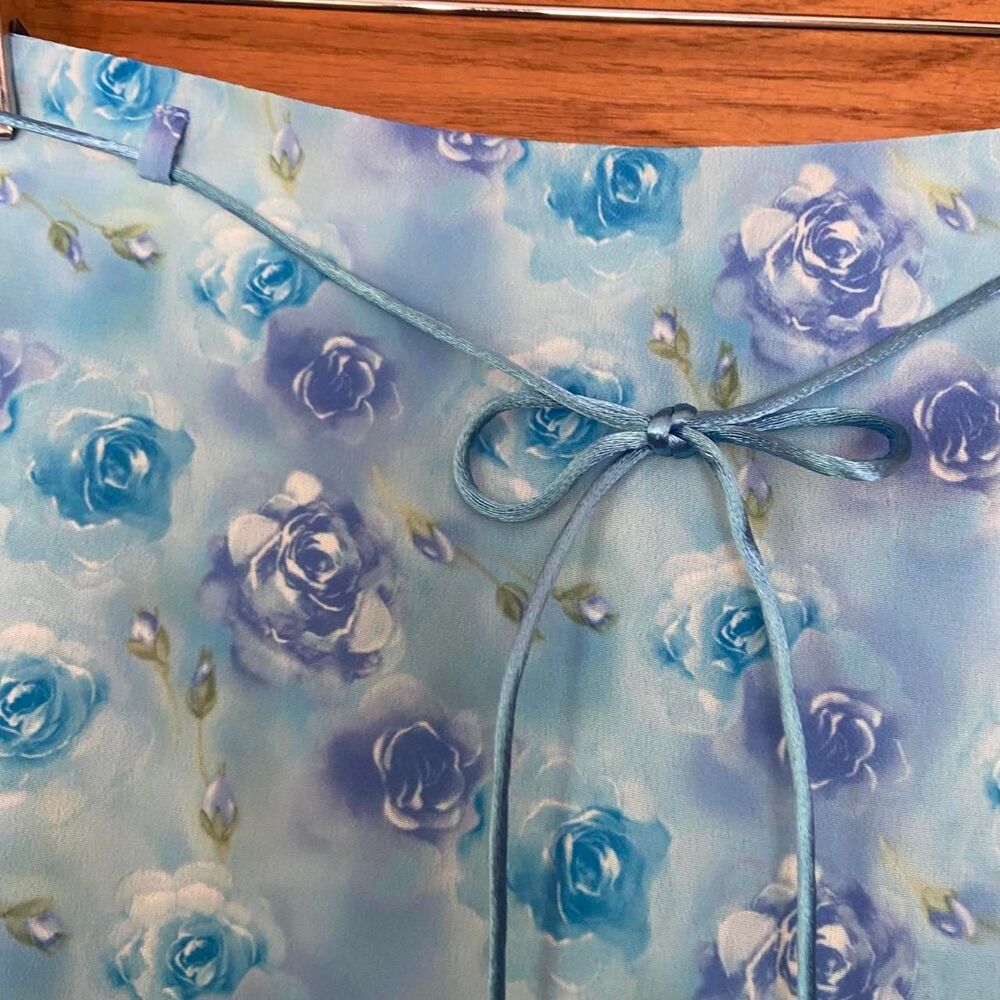 Vintage 90s Y2K Exact Change blue purple floral rose print mini skirt - Picture 2 of 5